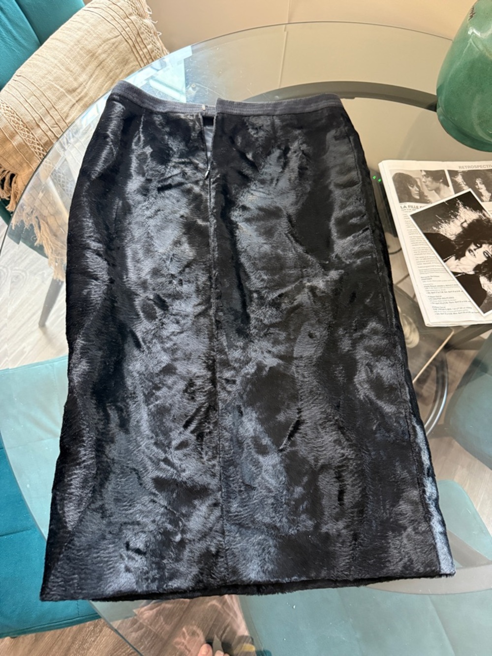 Viktor & Rolf Black Vegan Pony Fur Midi Pencil Skirt, Size 40 (sample) - Picture 6 of 9